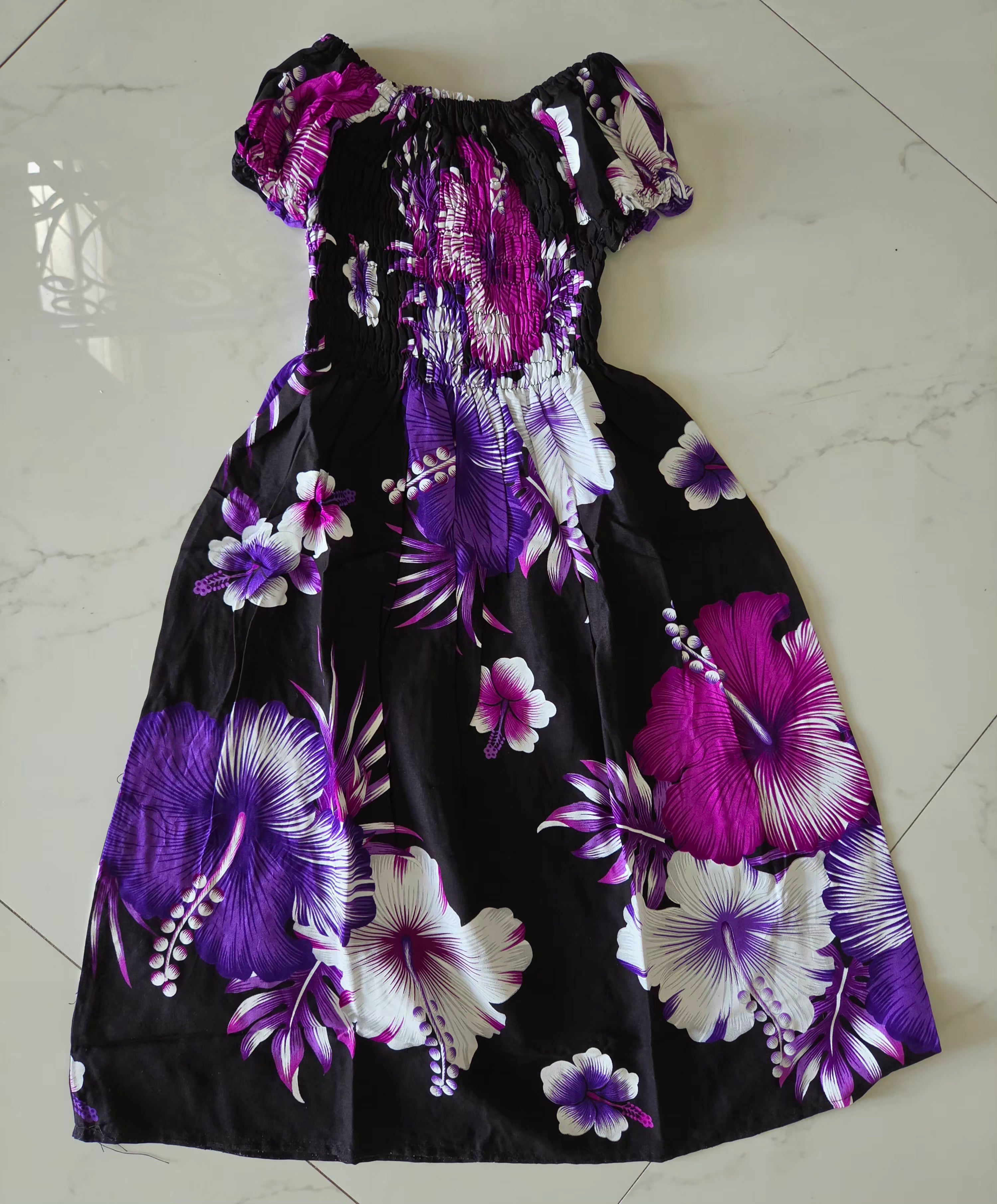 Kids/ Girls Hawaiian Floral Dress - KRN111 Dark (Pack of 6,12)
