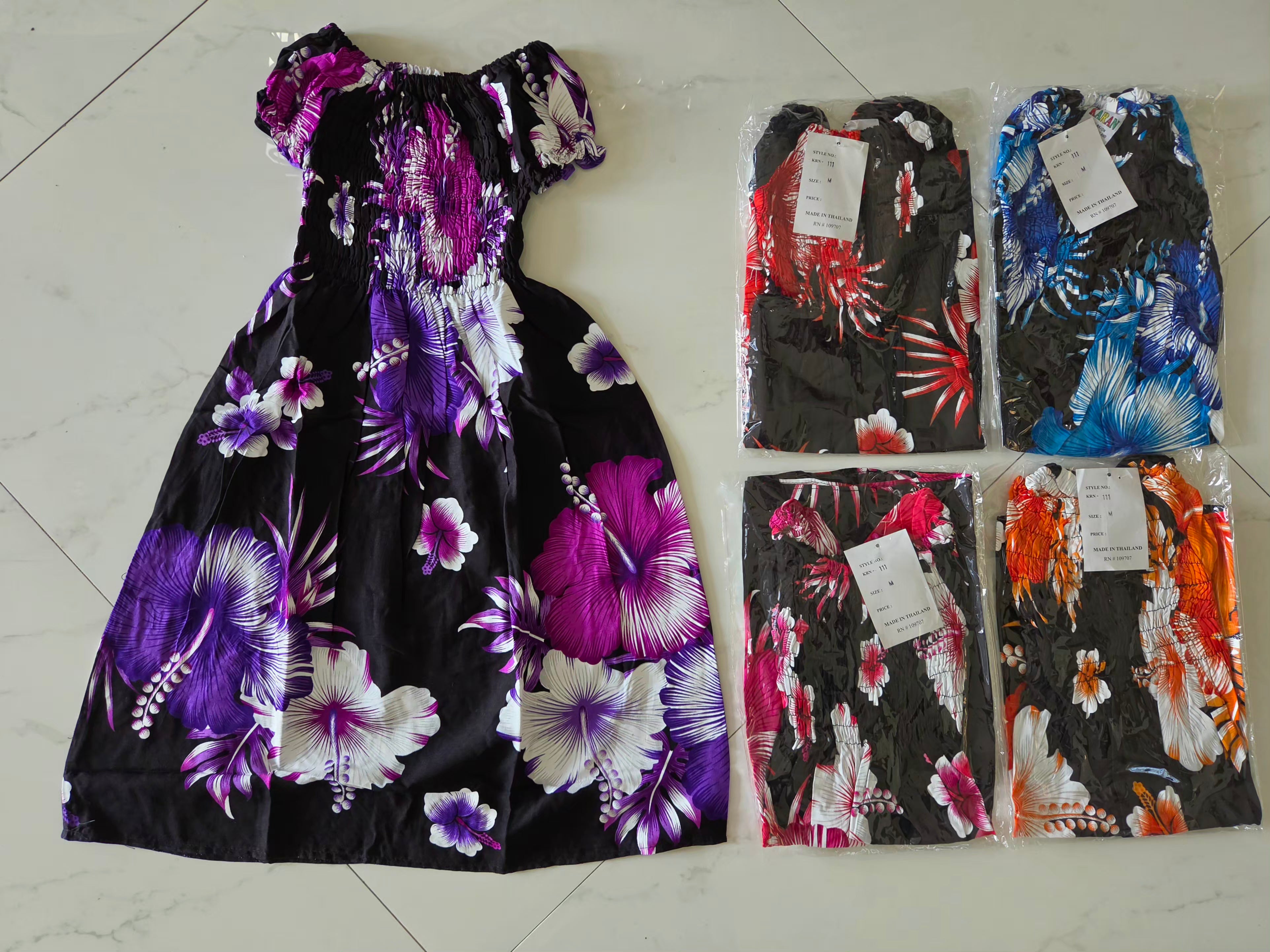 Kids/ Girls Hawaiian Floral Dress - KRN111 Dark (Pack of 6,12)