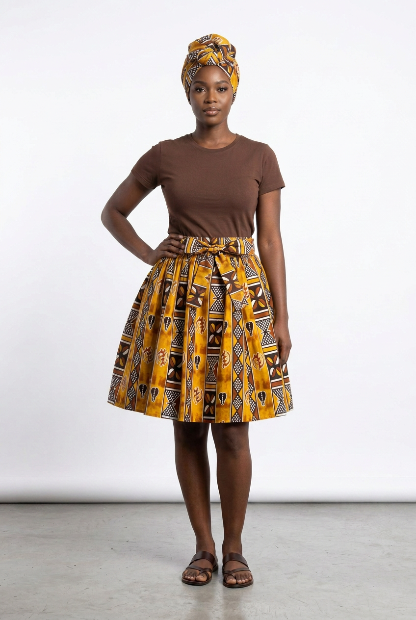 Short Printed skirt with  Head Scarf 524-57