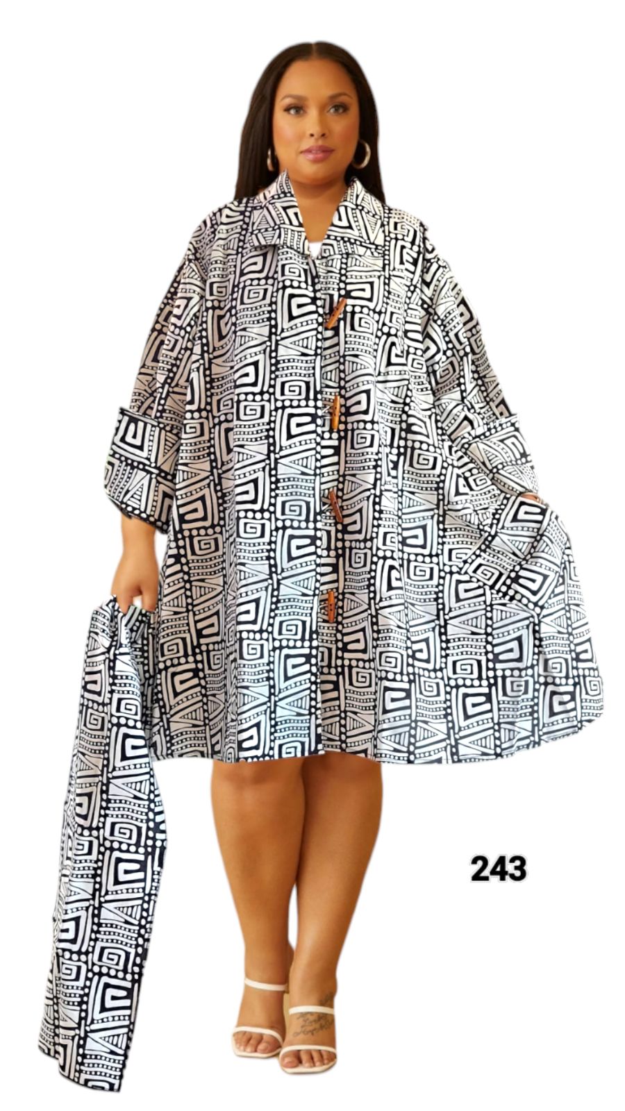 Cotton Swing Dress / Top- Geometric Pattern 243