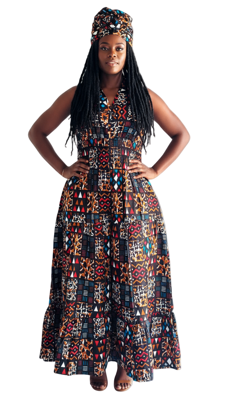 Smocked Halter Maxi Dress  - 3028L-66