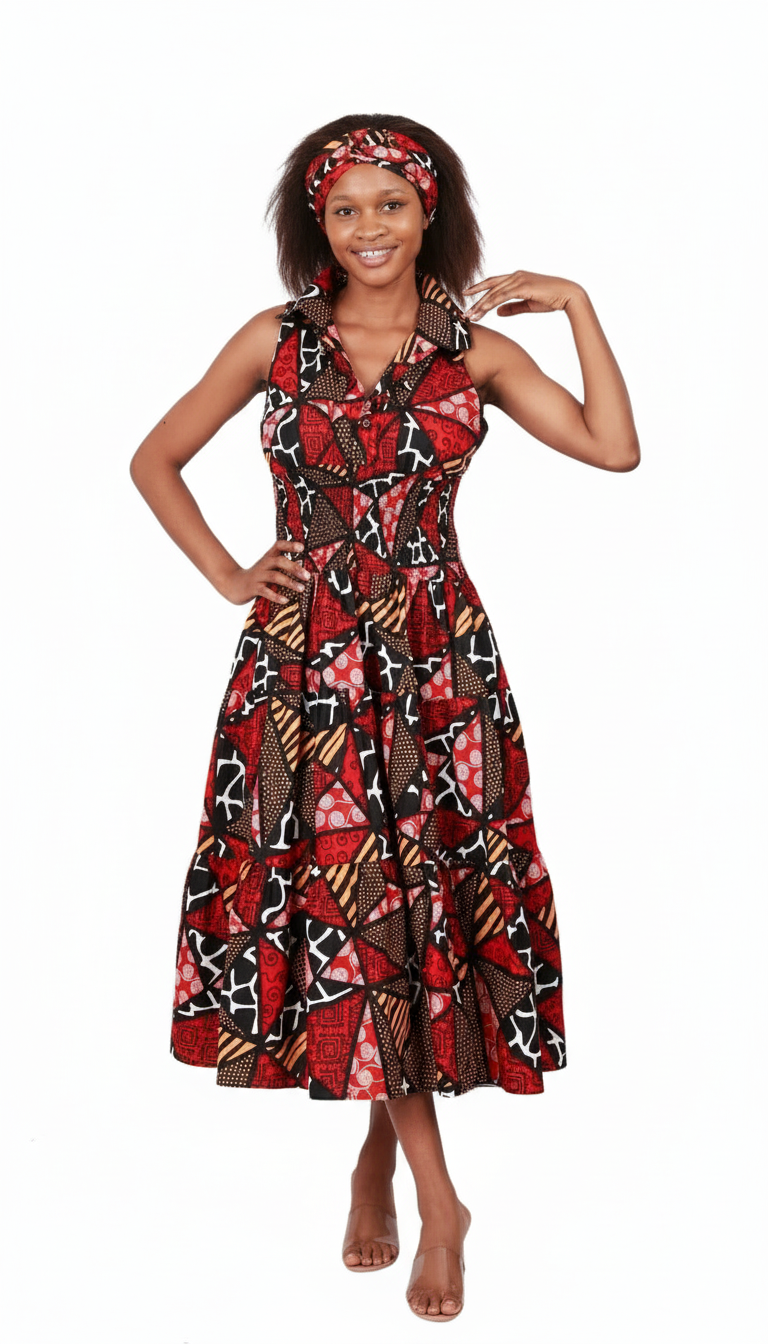 Middi Halter Smock Dress -KVC24-5