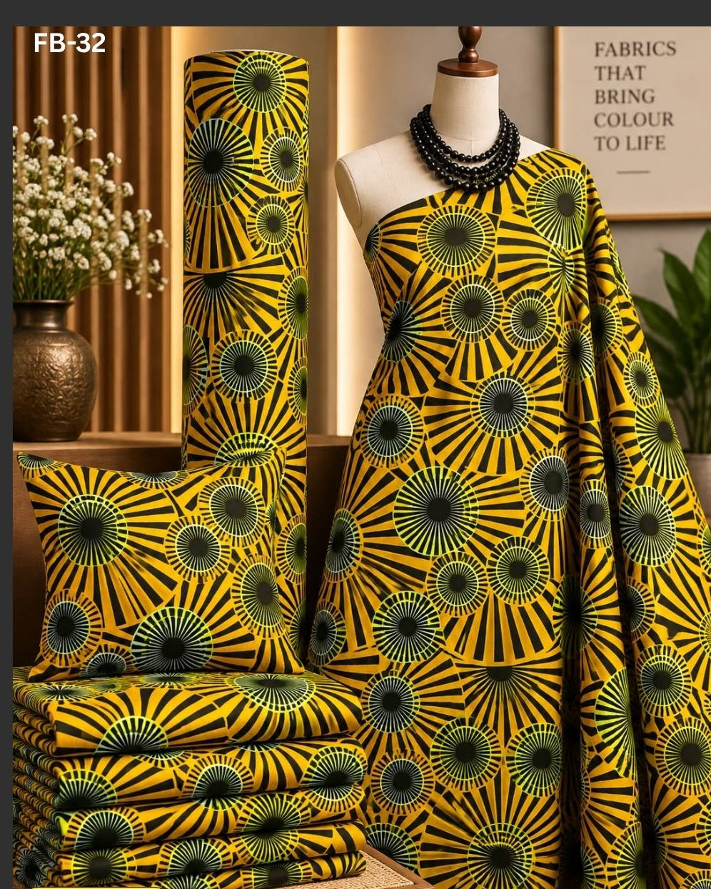 Raw Fabric 6 Yards African Cotton Ankara Print F34