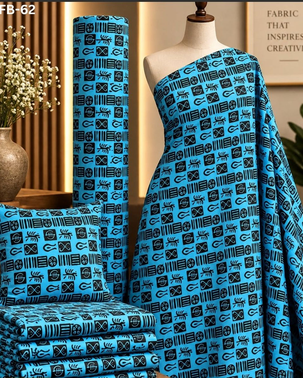 Raw Fabric 6 Yards African Cotton Ankara Print F46