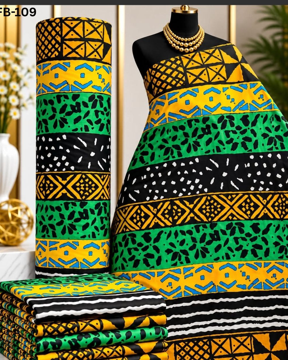 Raw Fabric 6 Yards African Cotton Ankara Print  37