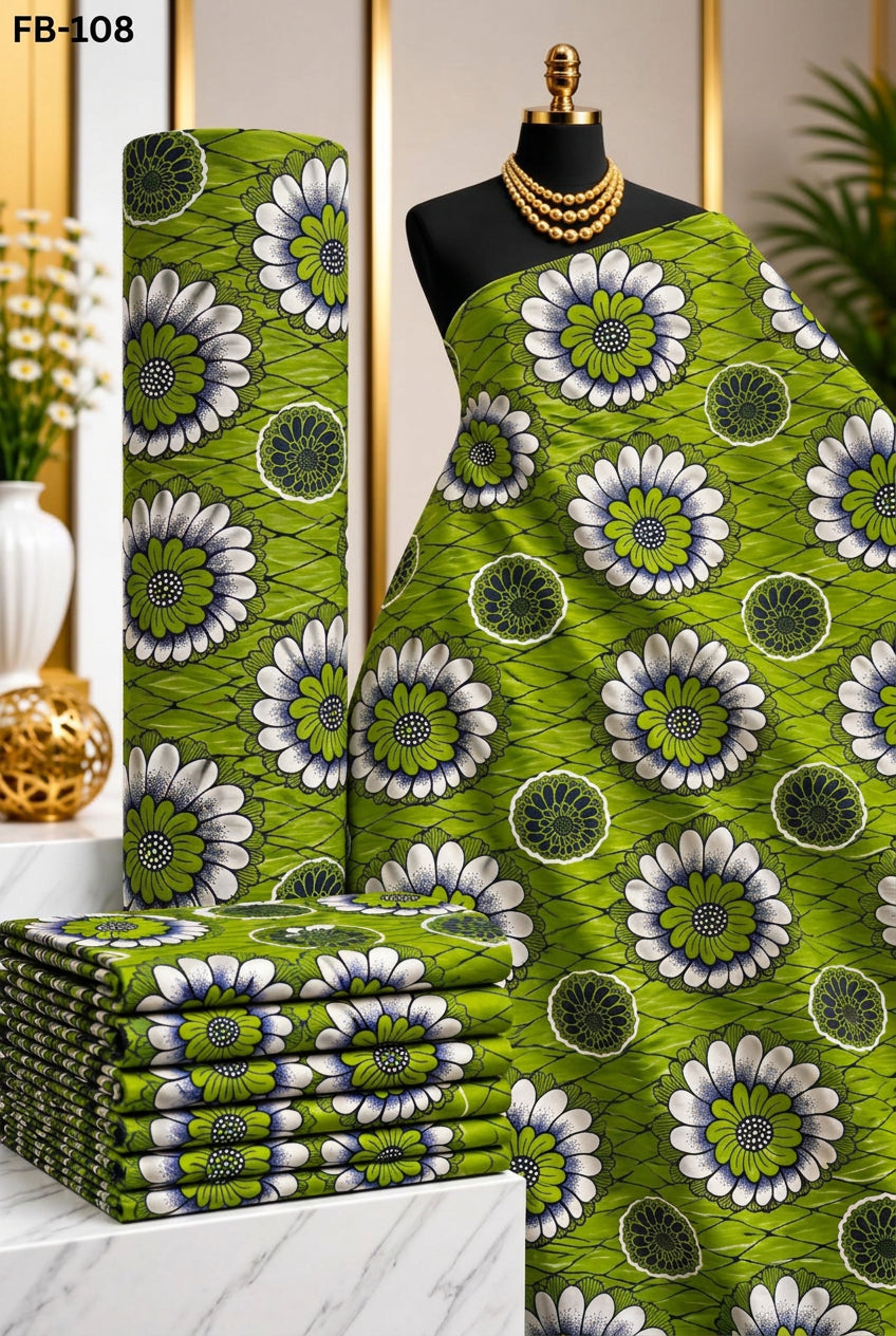 Raw Fabric 6 Yards African Cotton Ankara Print F48