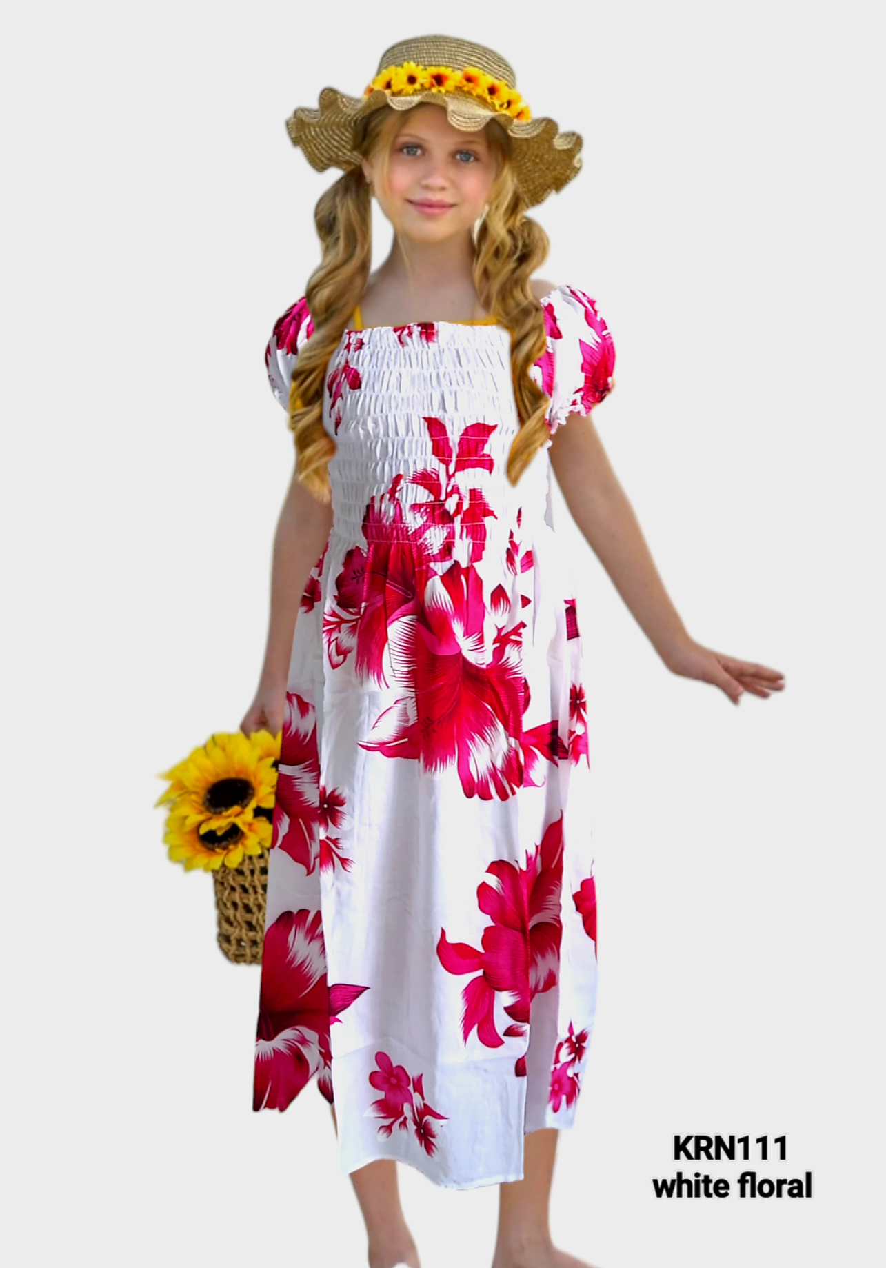 Kids/ Girls Hawaiian Floral Dress - KRN111  Light (Pack of 6,12)
