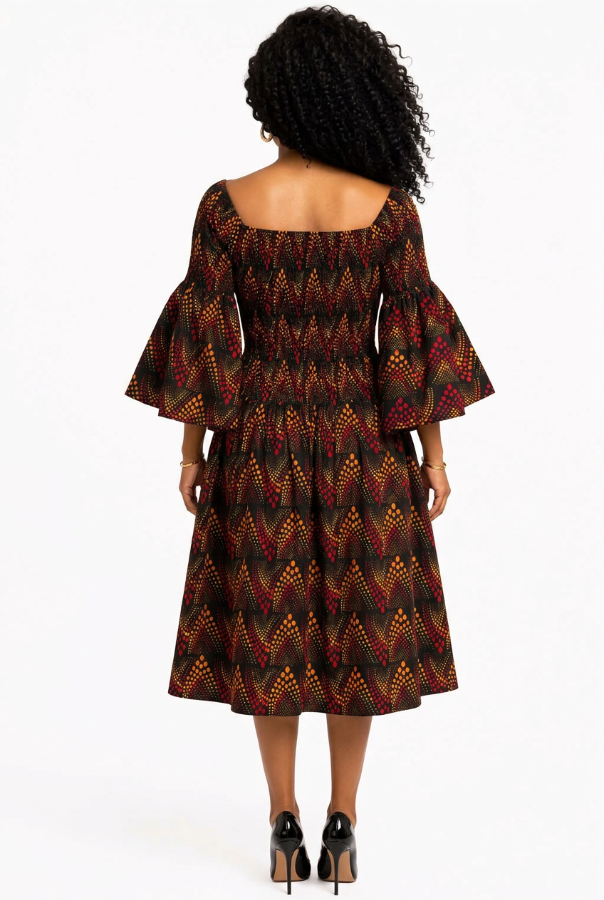 Amara African Print Middi Dress  036 P3