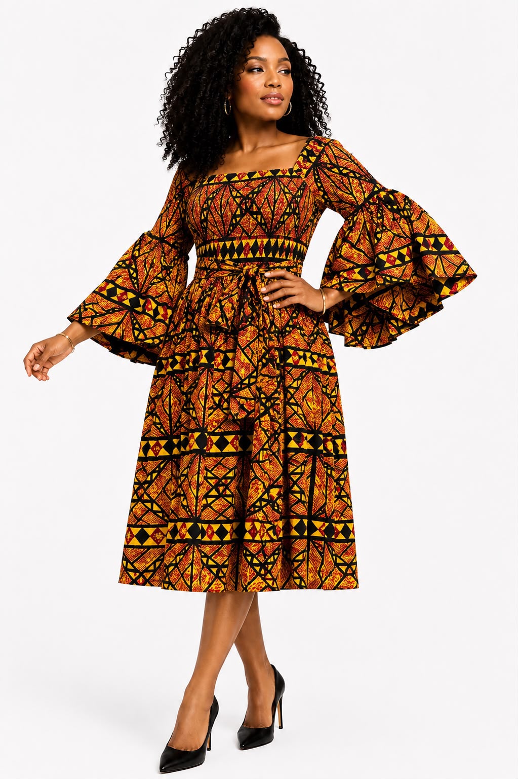 Amara African Print Middi Dress  036 P5