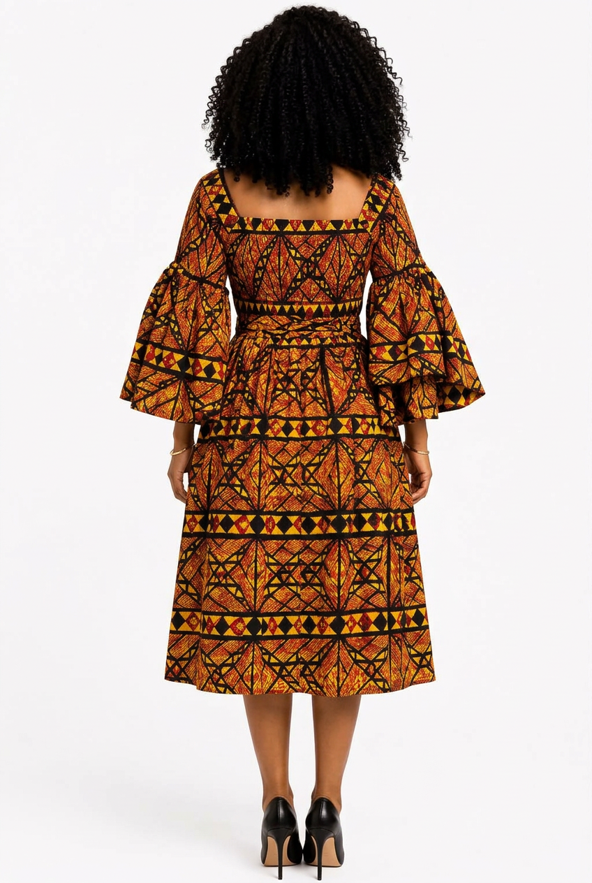 Amara African Print Middi Dress  036 P5