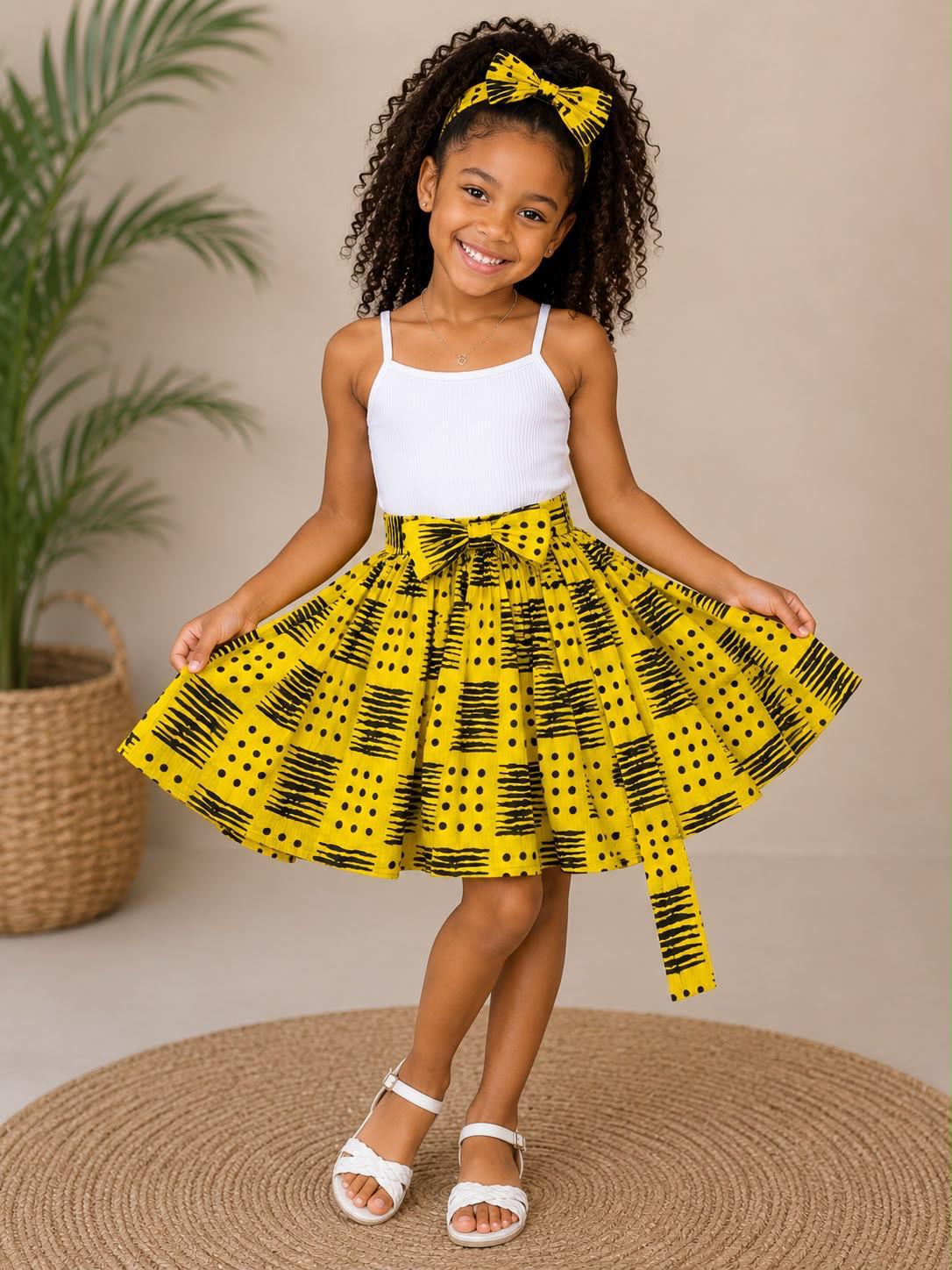 Little Girls Skirt & Head Bow Set  K05 Kids (Asst Pack of 6,12)