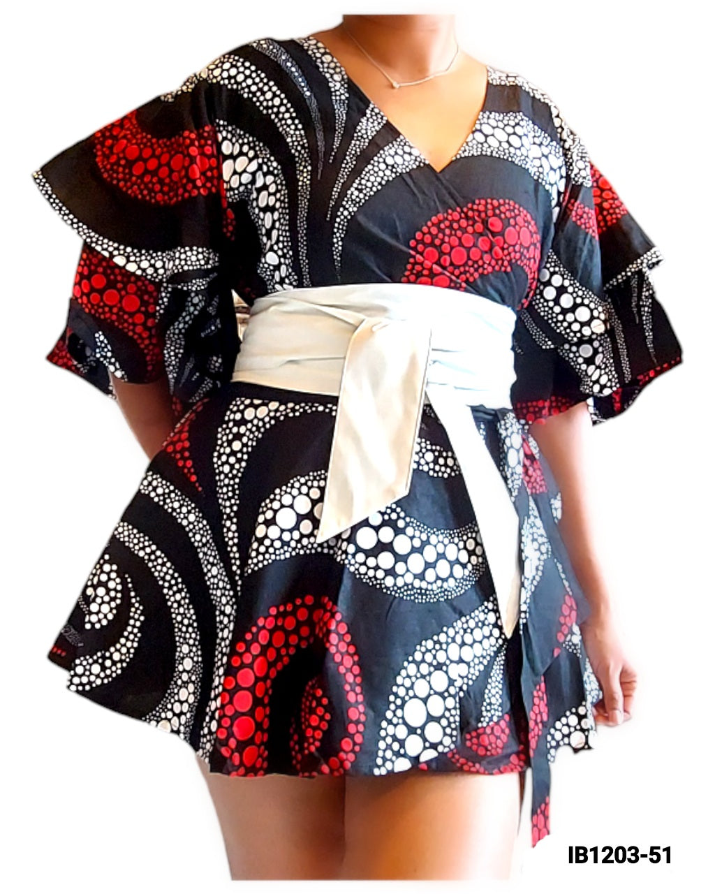 1203 - Wrap Blouse/ Spiral Print