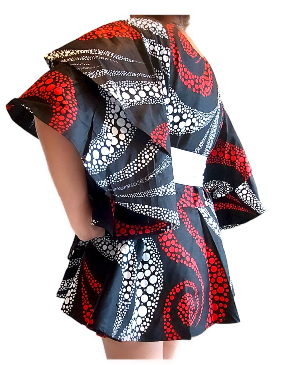 1203 - Wrap Blouse/ Spiral Print