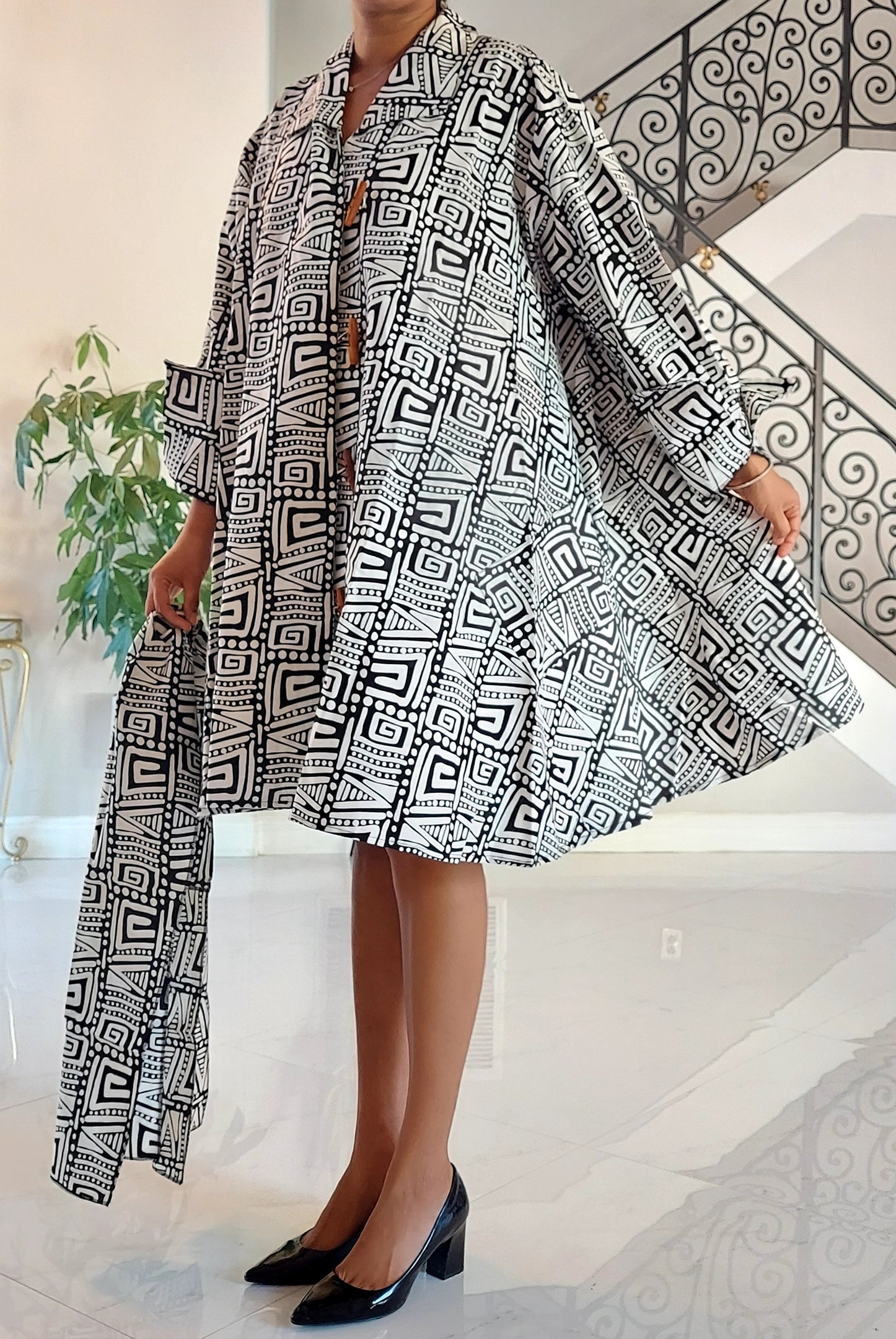 Cotton Swing Dress / Top- Geometric Pattern 243