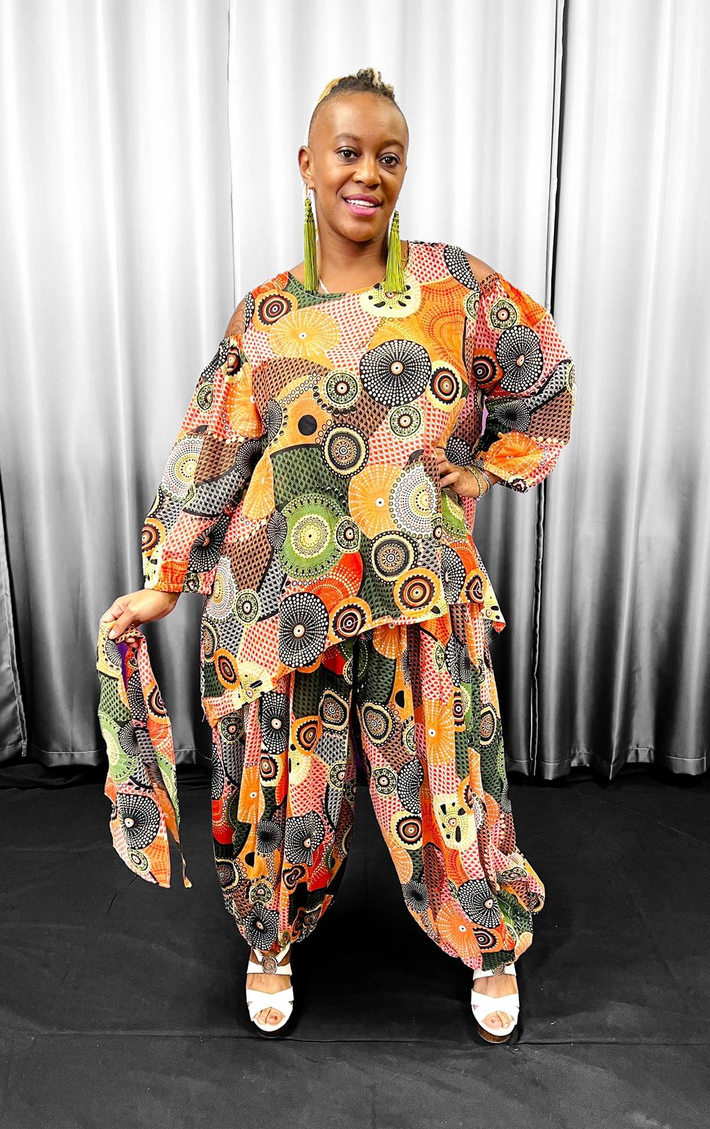 Harem Pant & Blouse Set/ Printed AA22-632 Pink