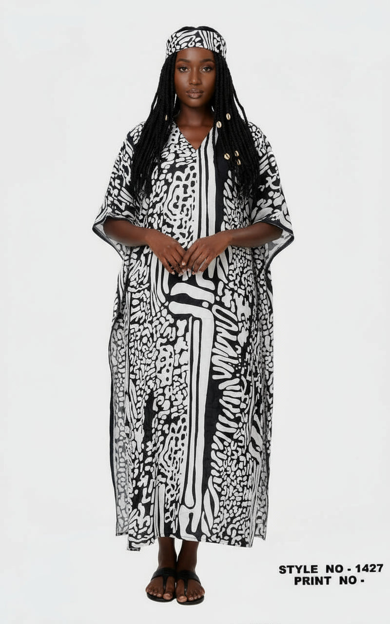 Women Afro Print Kaftan Dress-1427