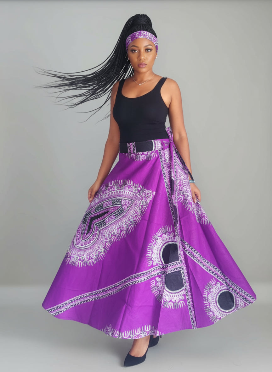 Wrap Skirt - Dashiki Print 1002