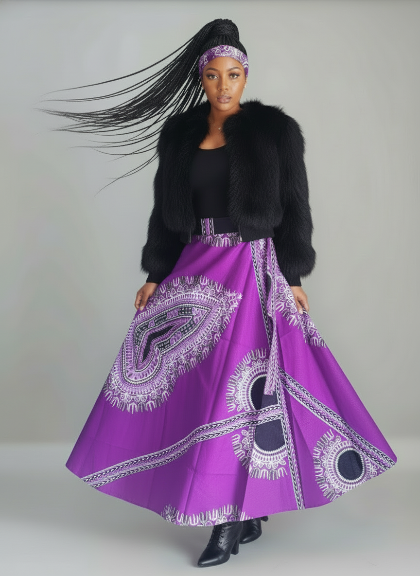 Wrap Skirt - Dashiki Print 1002