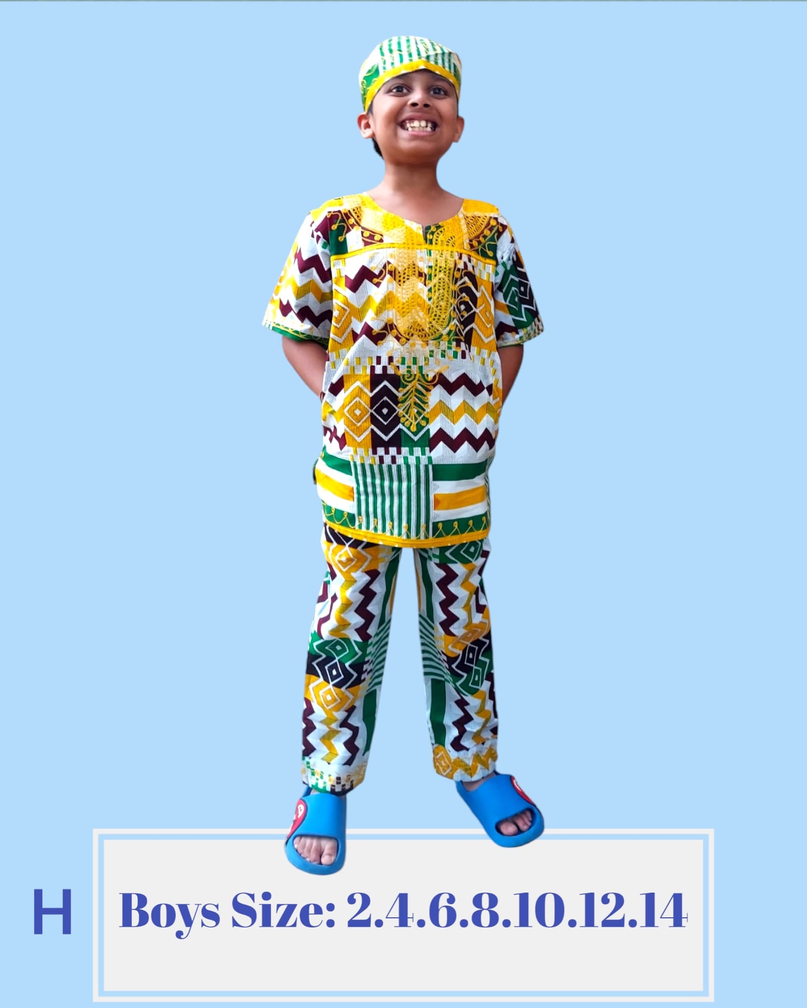 (Pack of 7) Boys 3 Pcs Set/ Pant/Tunic/Kufi Hat H