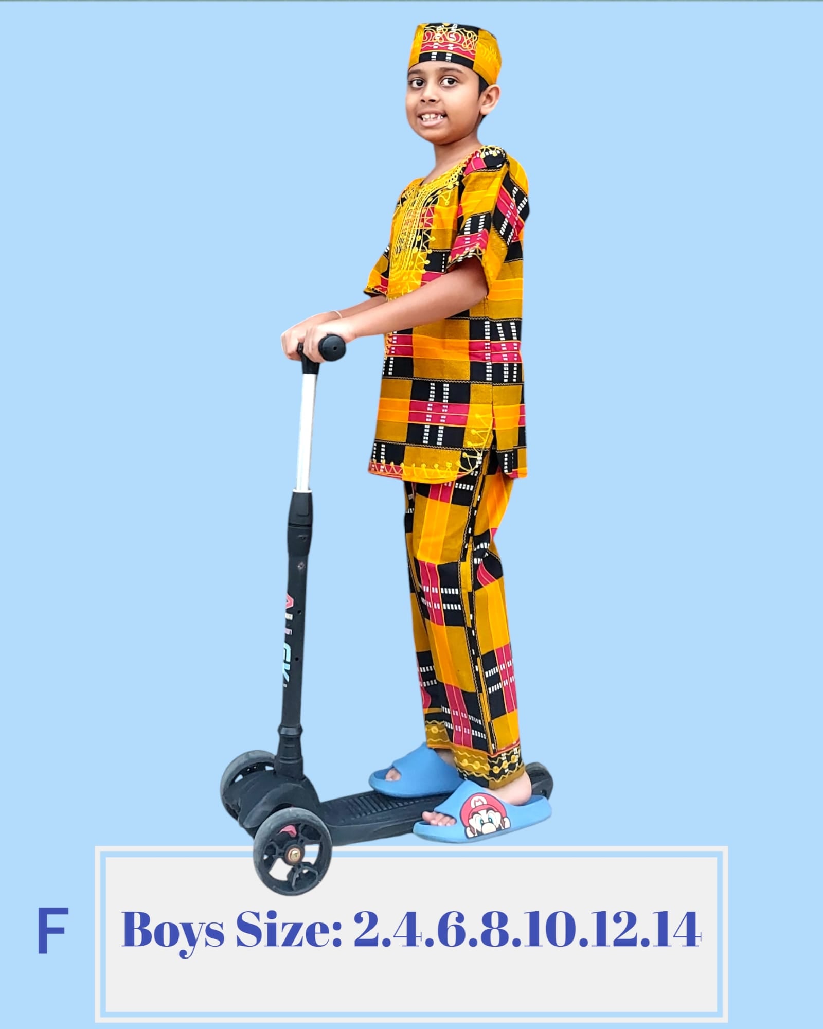 (Pack of 7) Boys 3 Pcs Sets/ Pant/Tunic/Kufi Hat F