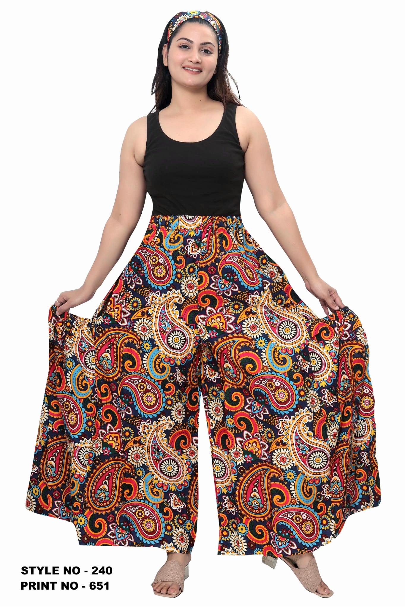 240 Big Pocket Palazzo Pant Print 651