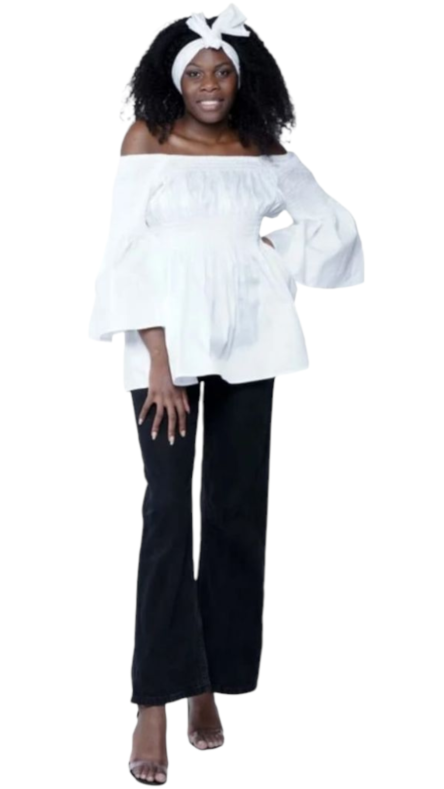 019 Smock & Flare Blouse- White