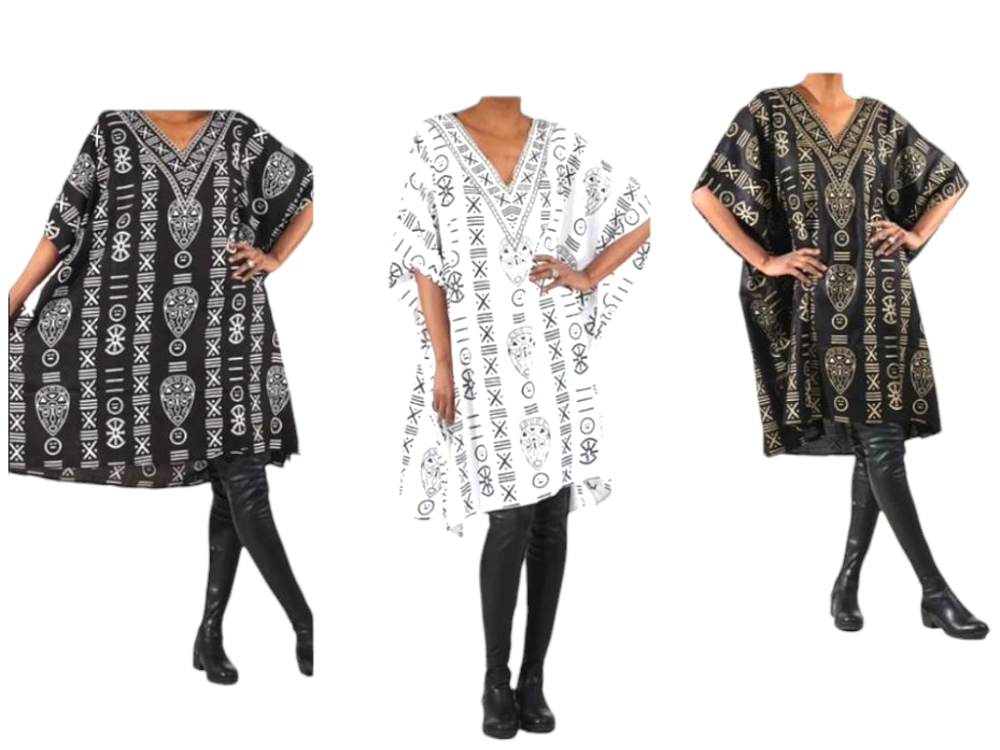 Kaftan Top / Short Dress- Tribal Print- KF01