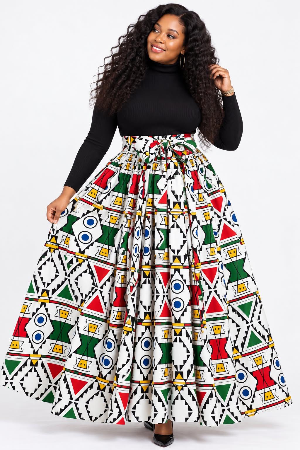 African Cotton Full-length Maxi Skirt- 1350  R