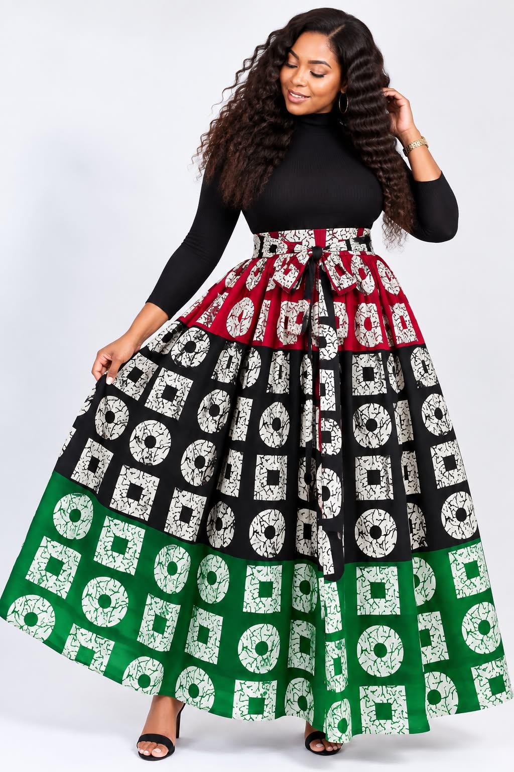 African Cotton Full-length Maxi Skirt- 1350  Q