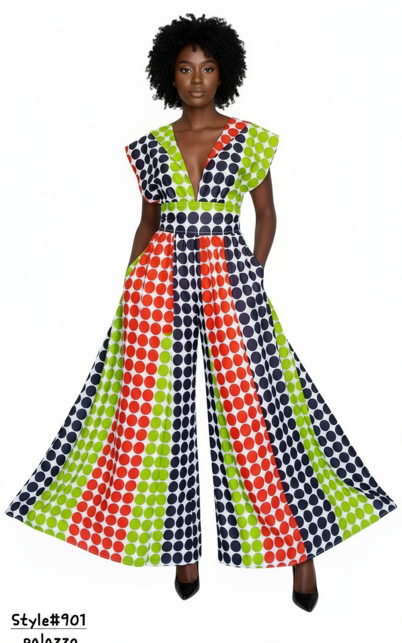 Infinity Palazzo / Romper / Jumpsuit- 901 Multi Polkadot