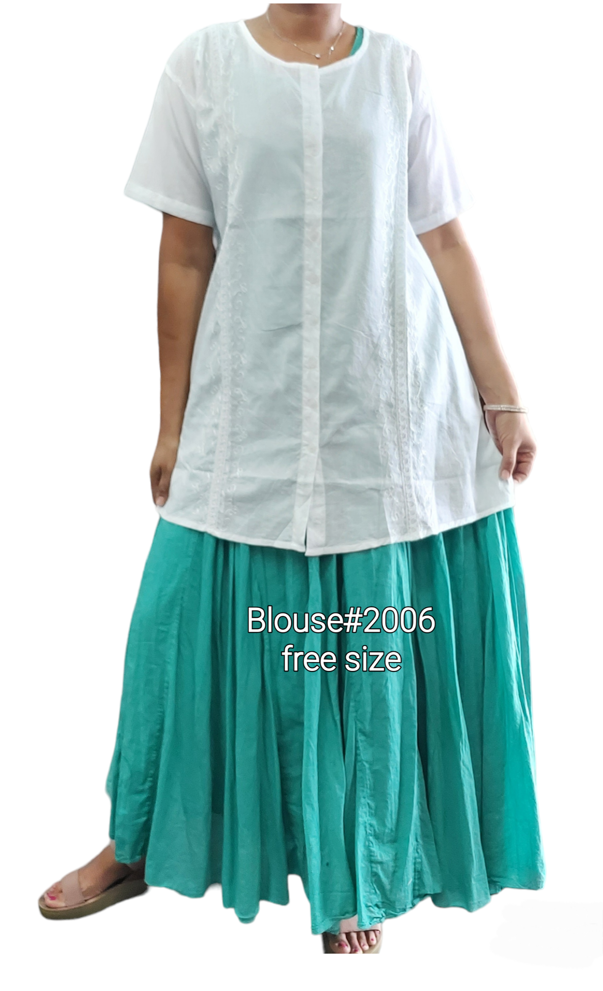 White Cotton Embroidery Blouse 2006