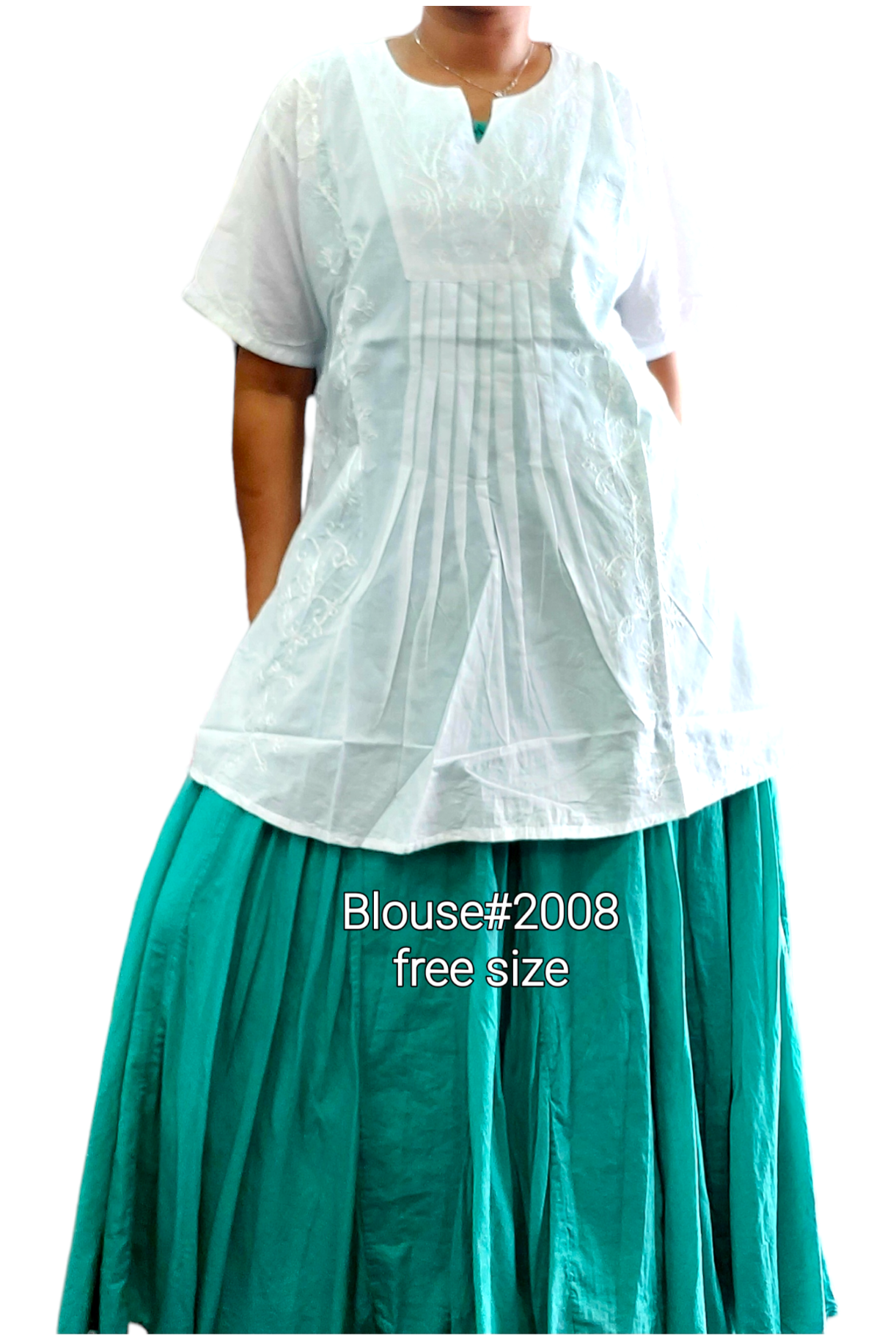 White Cotton Embroidery Blouse 2008