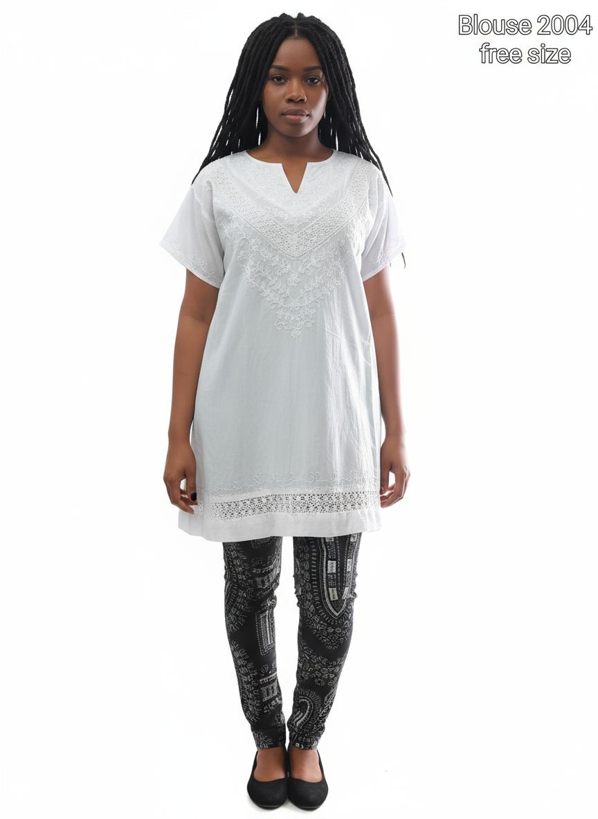 White Cotton Embroidery Blouse 2004