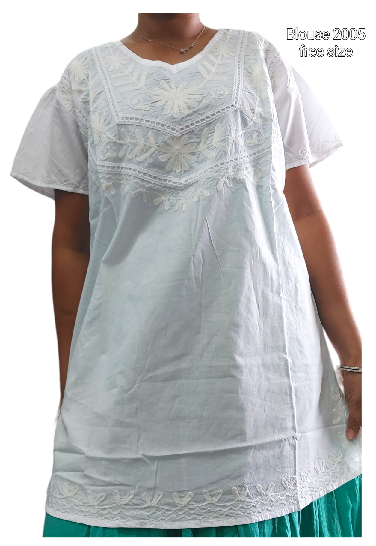 White Cotton Embroidery Blouse 2005
