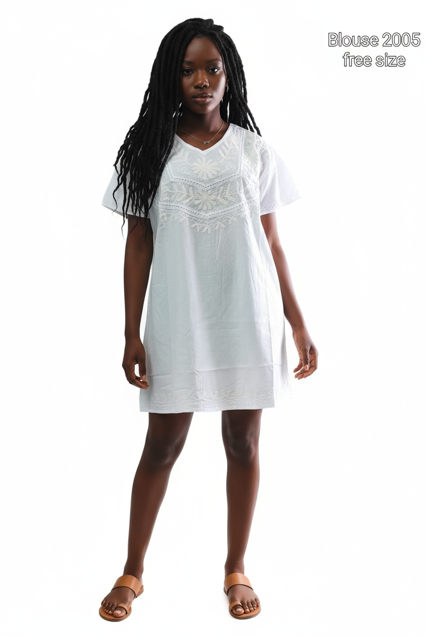 White Cotton Embroidery Blouse 2005
