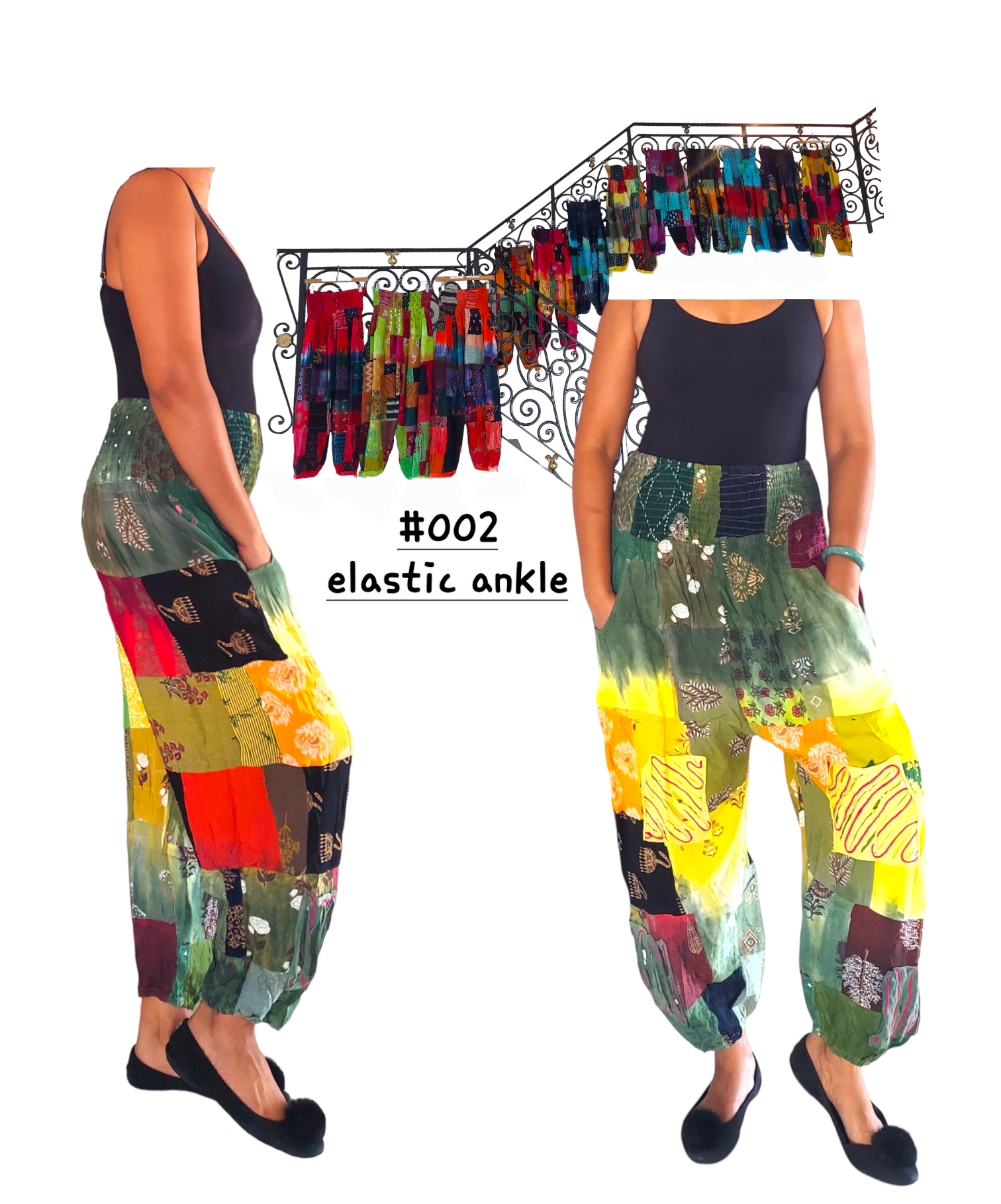 Patch Pants/Cotton Yoga pants/ Hippie Boho Pants - 002E Unisex