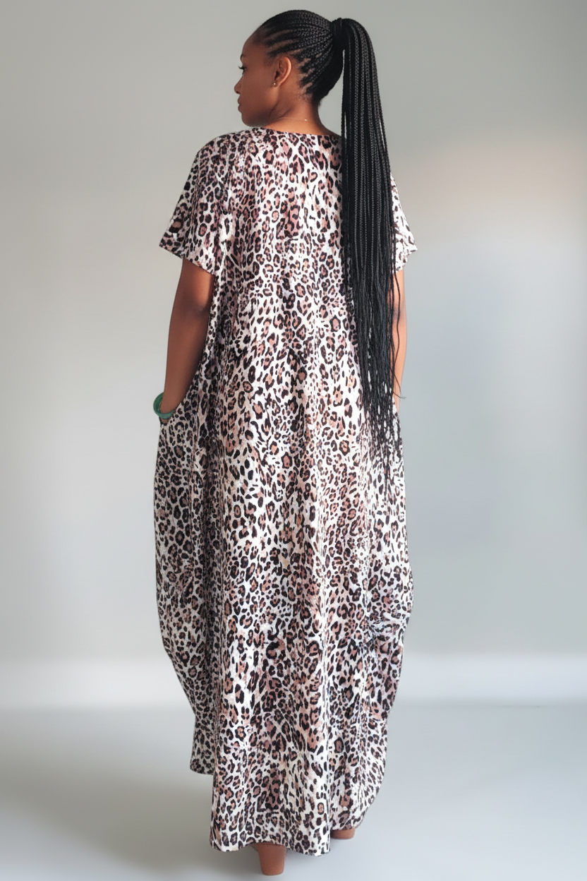 Bubble  Dress /Brown Leopard Print 2337