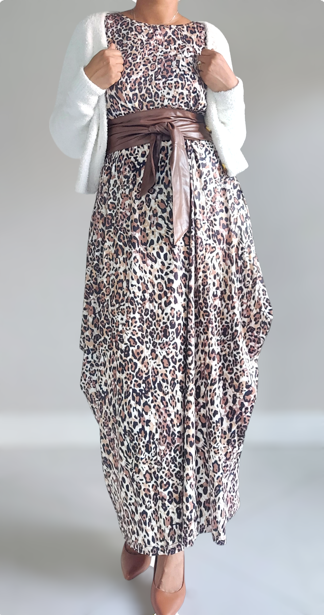 Bubble  Dress /Brown Leopard Print 2337