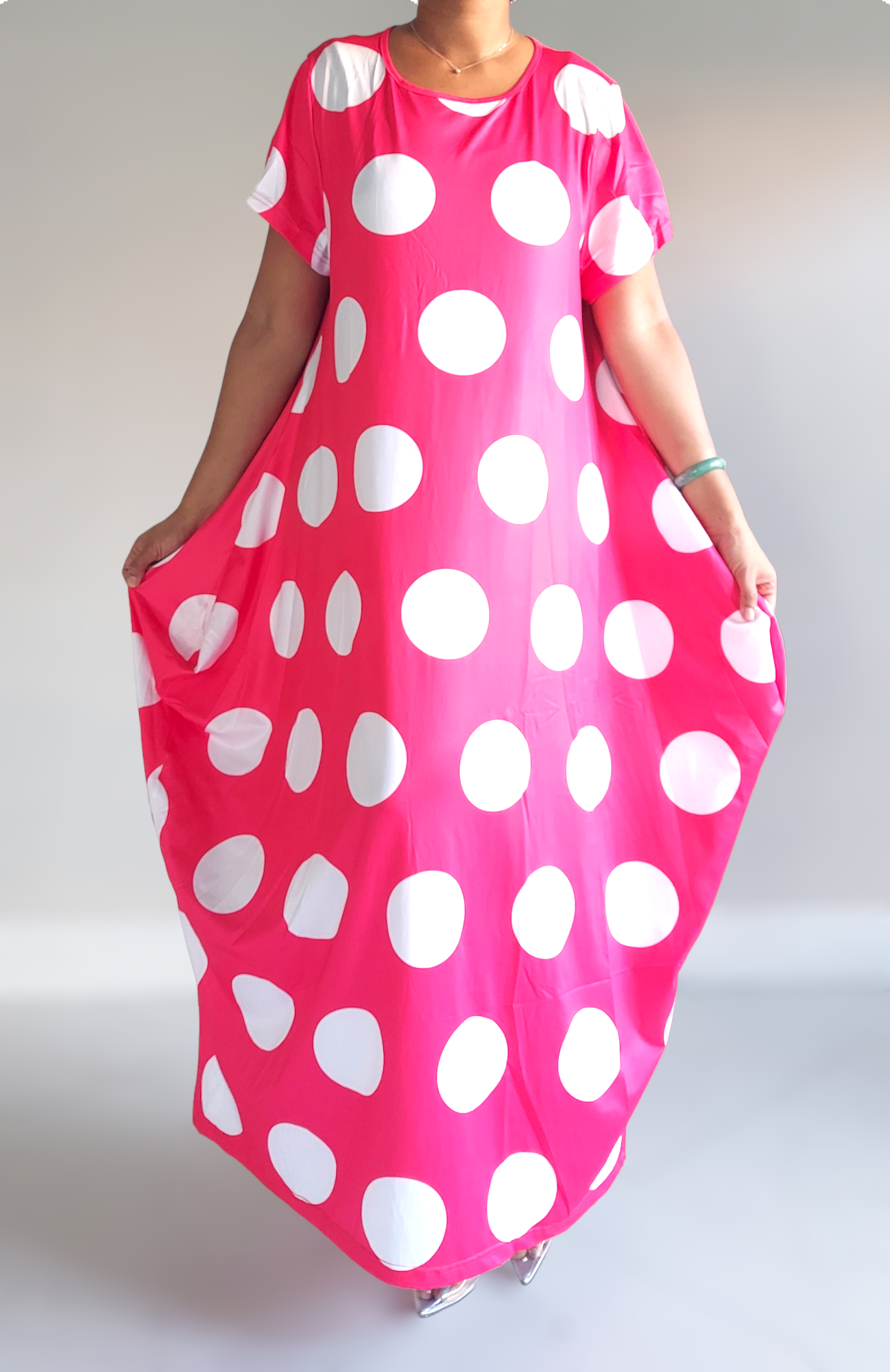 2336 Bubble Dress Red & White Polkadot