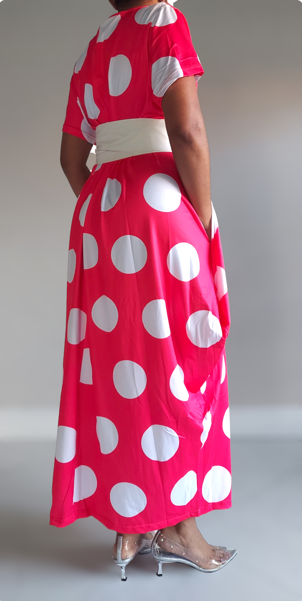 2336 Bubble Dress Red & White Polkadot