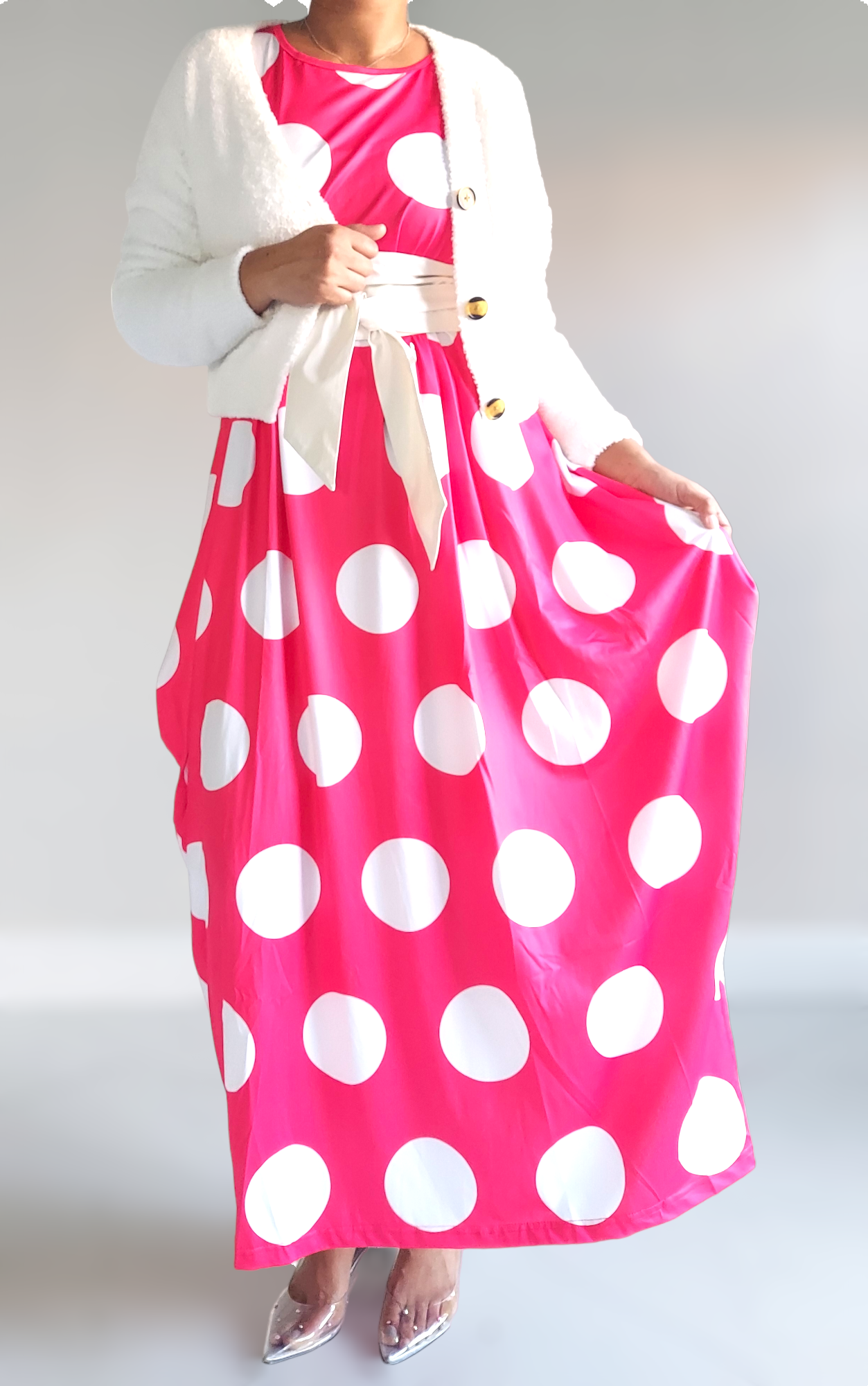 2336 Bubble Dress Red & White Polkadot