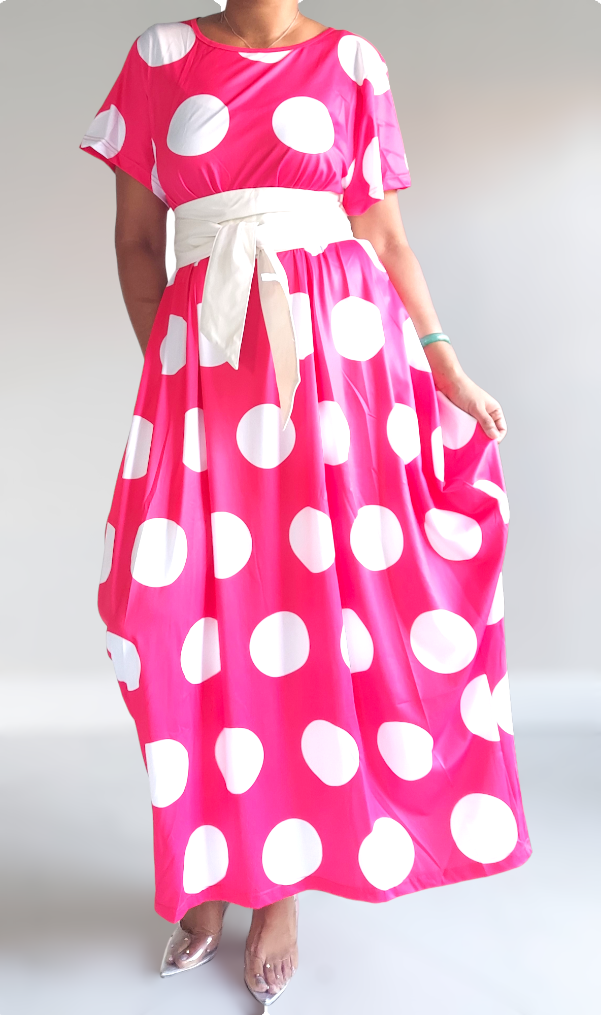 2336 Bubble Dress Red & White Polkadot