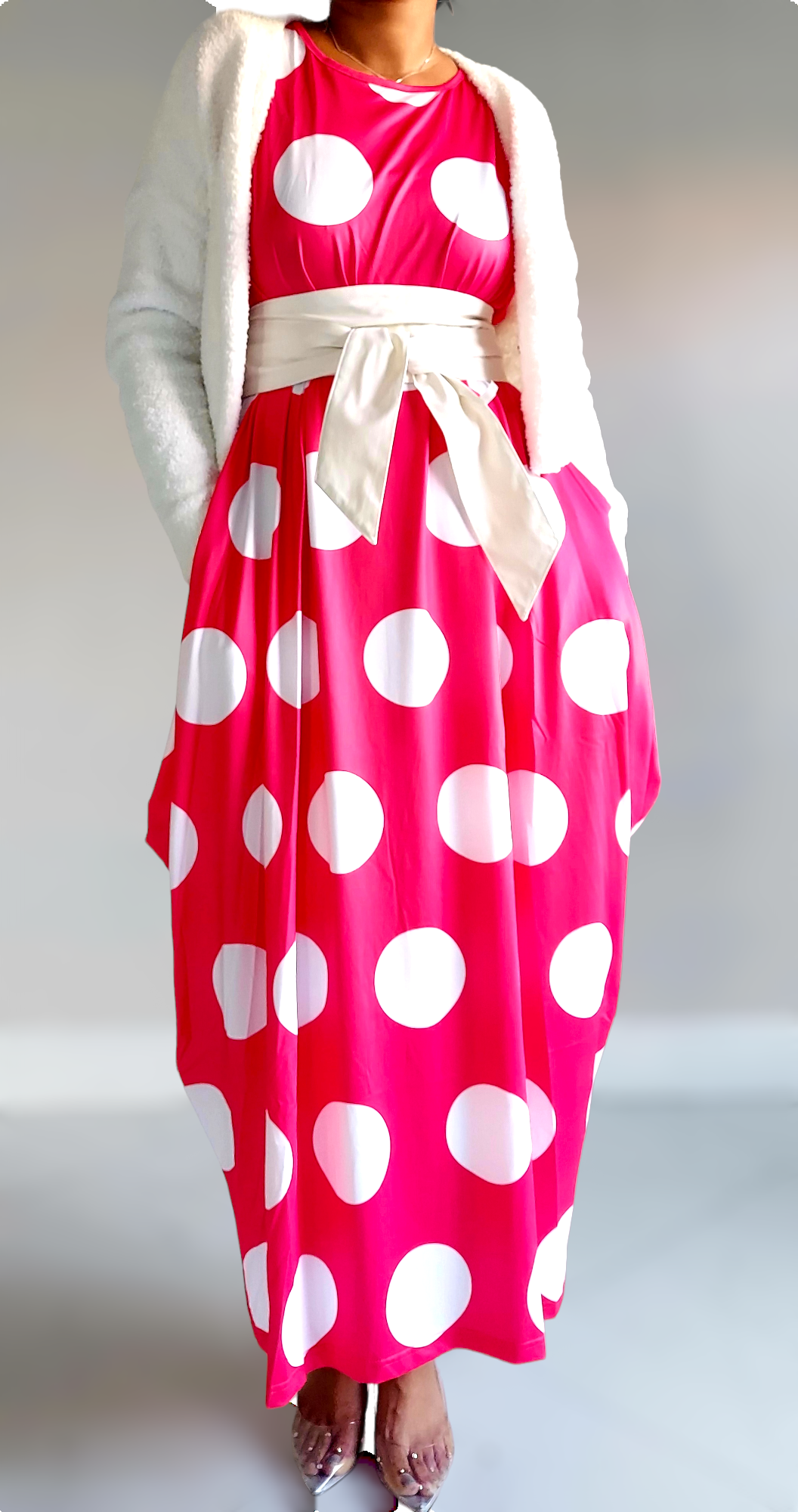 2336 Bubble Dress Red & White Polkadot