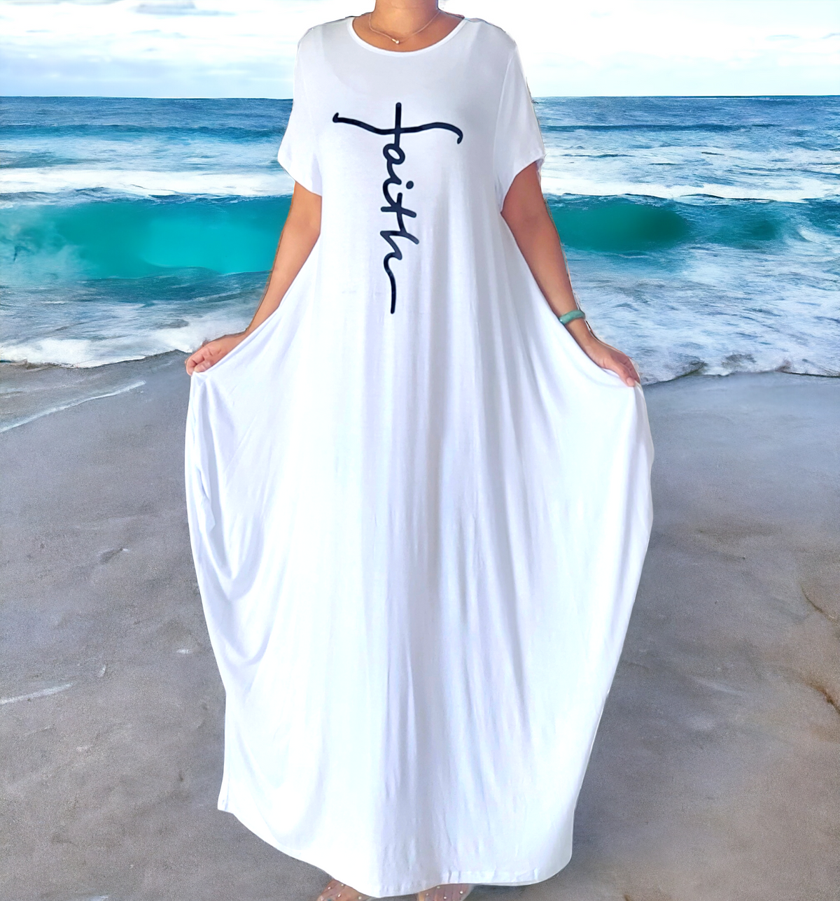Faith Bubble Jersey Dress 33342 white India Batik Faith Bubble Jersey Dress 33342 white India Batik