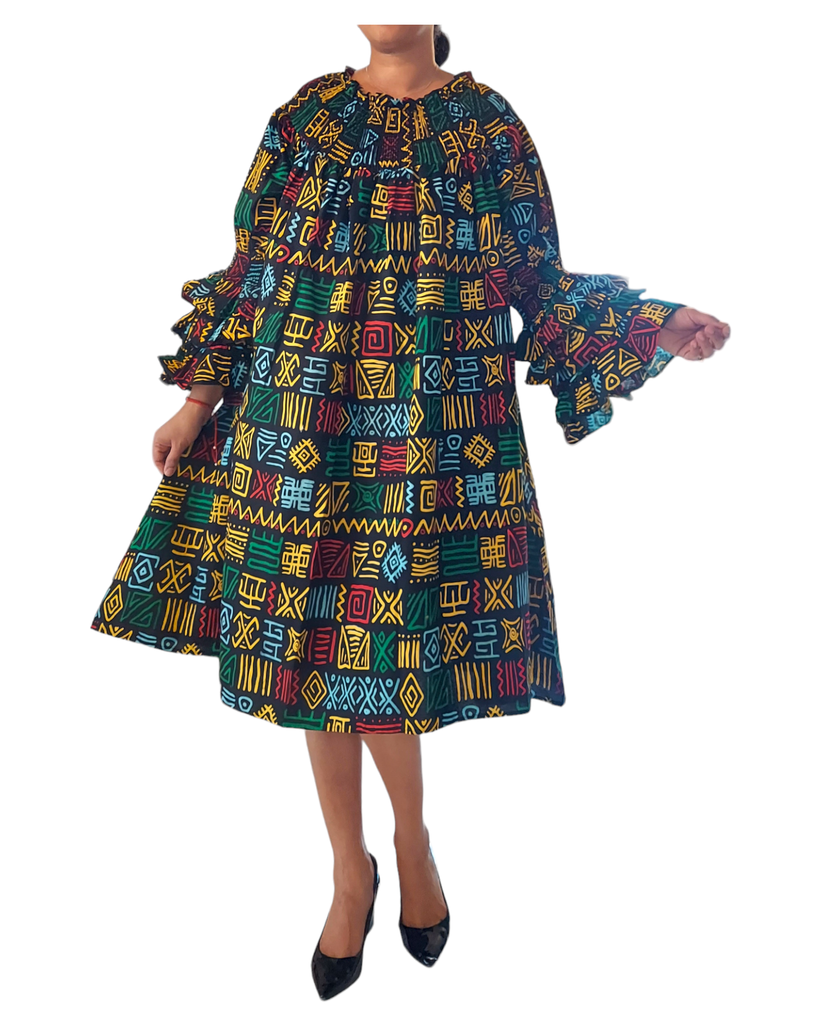 018- Women Middi Off Shoulder Dress - Rasta