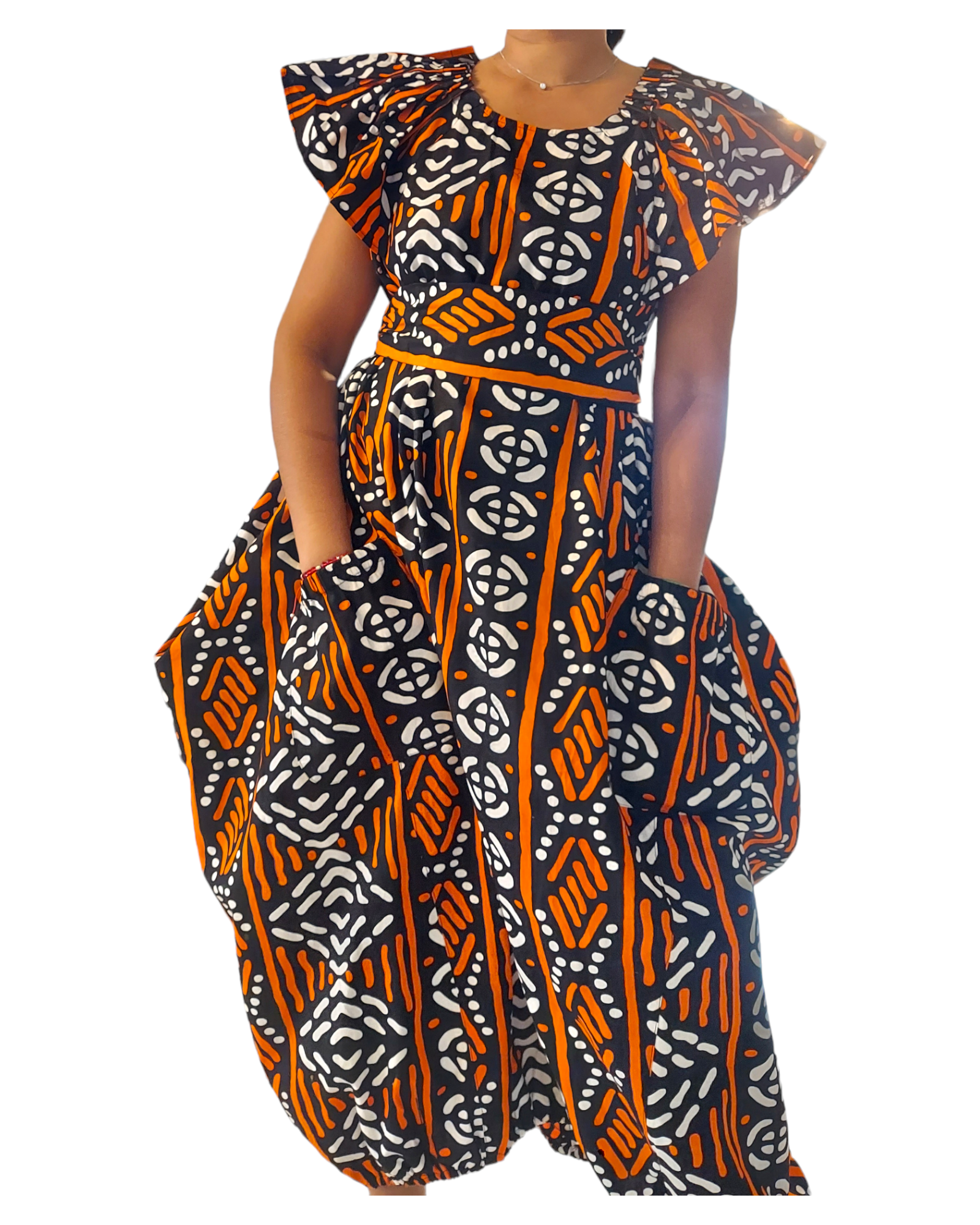 7745- Printed Ballon Dress
