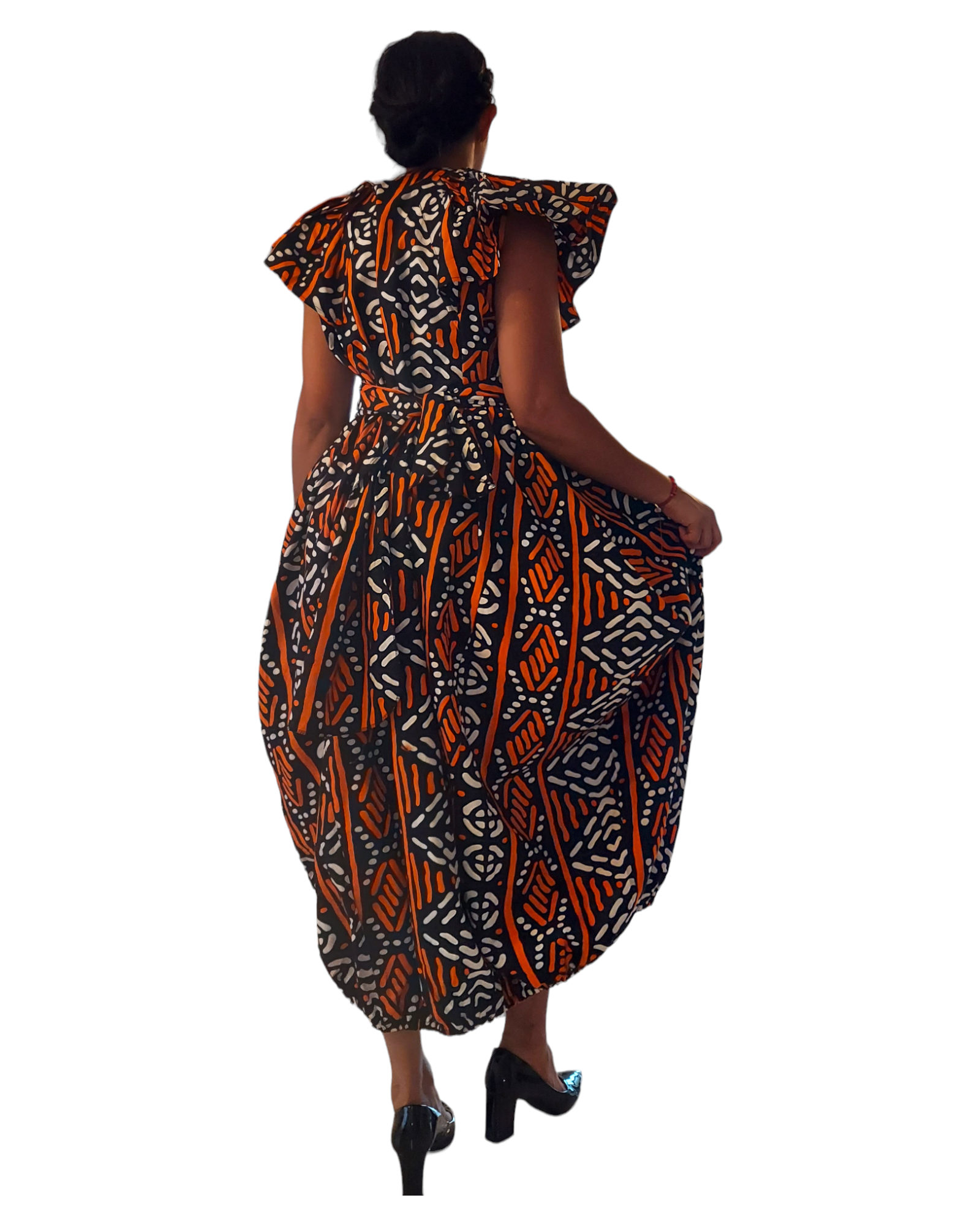 7745- Printed Ballon Dress