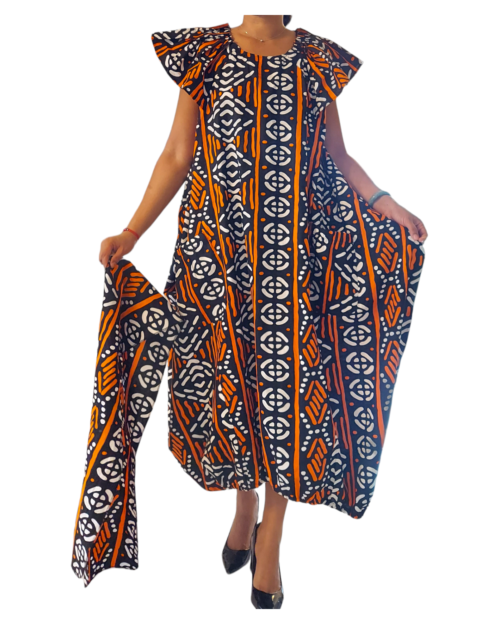 7745- Printed Ballon Dress