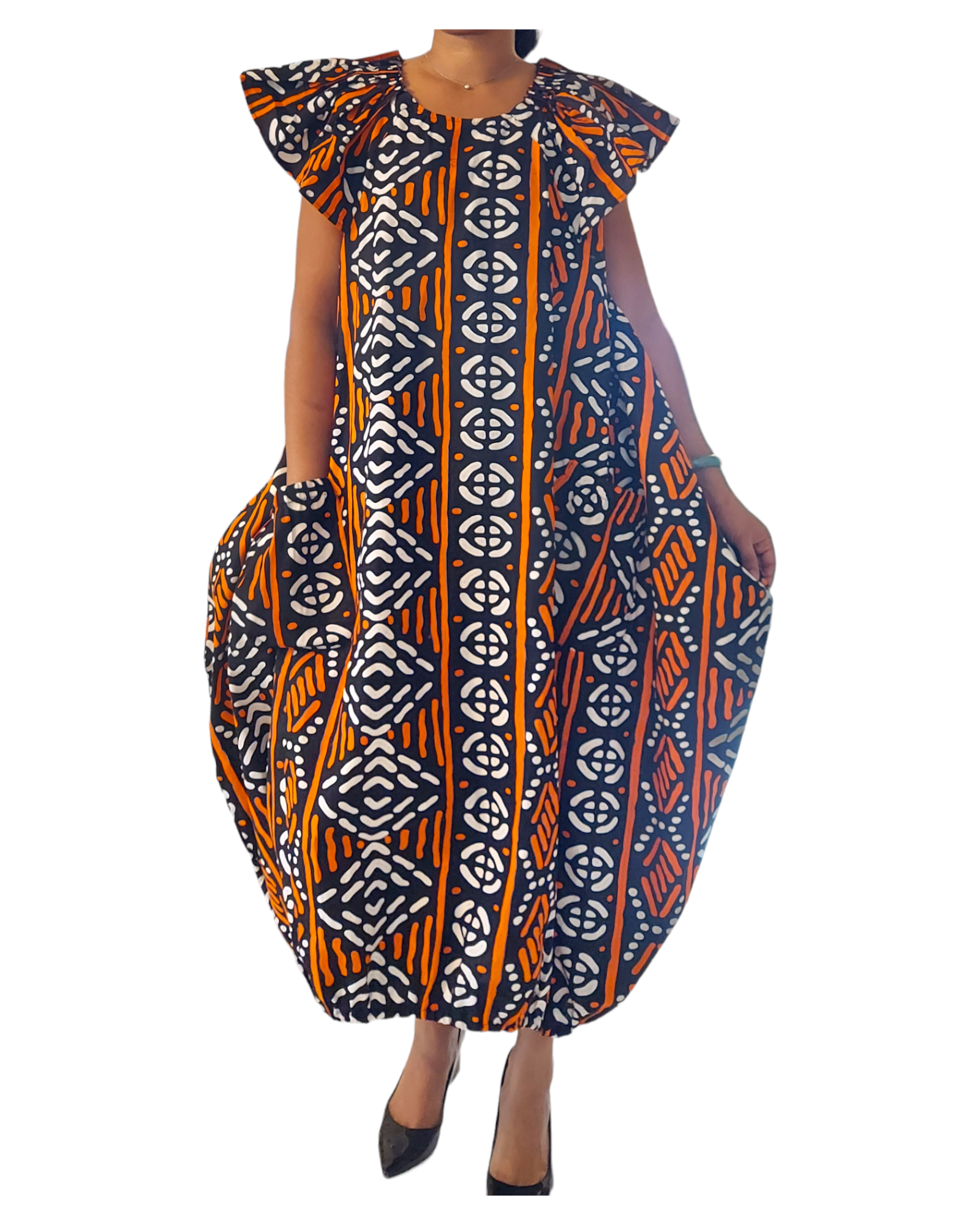 7745- Printed Ballon Dress