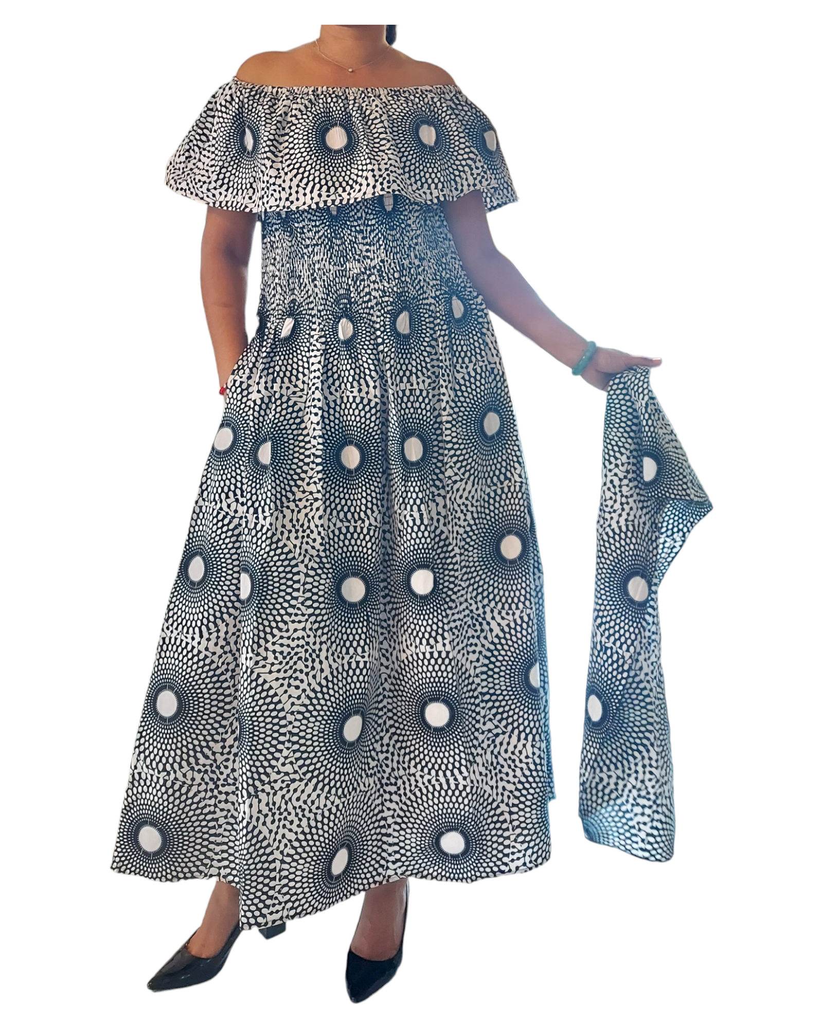 3014L Maxi Dress- White/Black